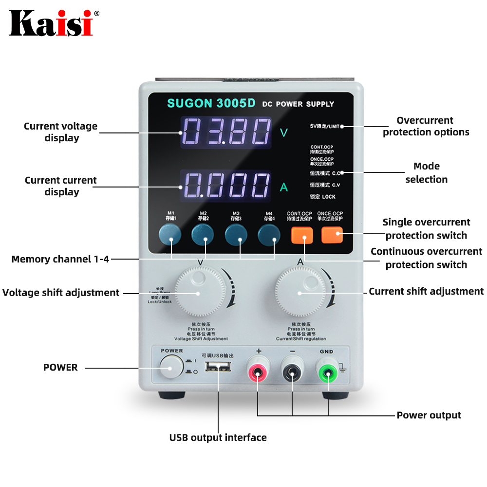 SUGON 3005D 30V 5A DC Power Su - Electronics Repair Lab ulasan dan harga