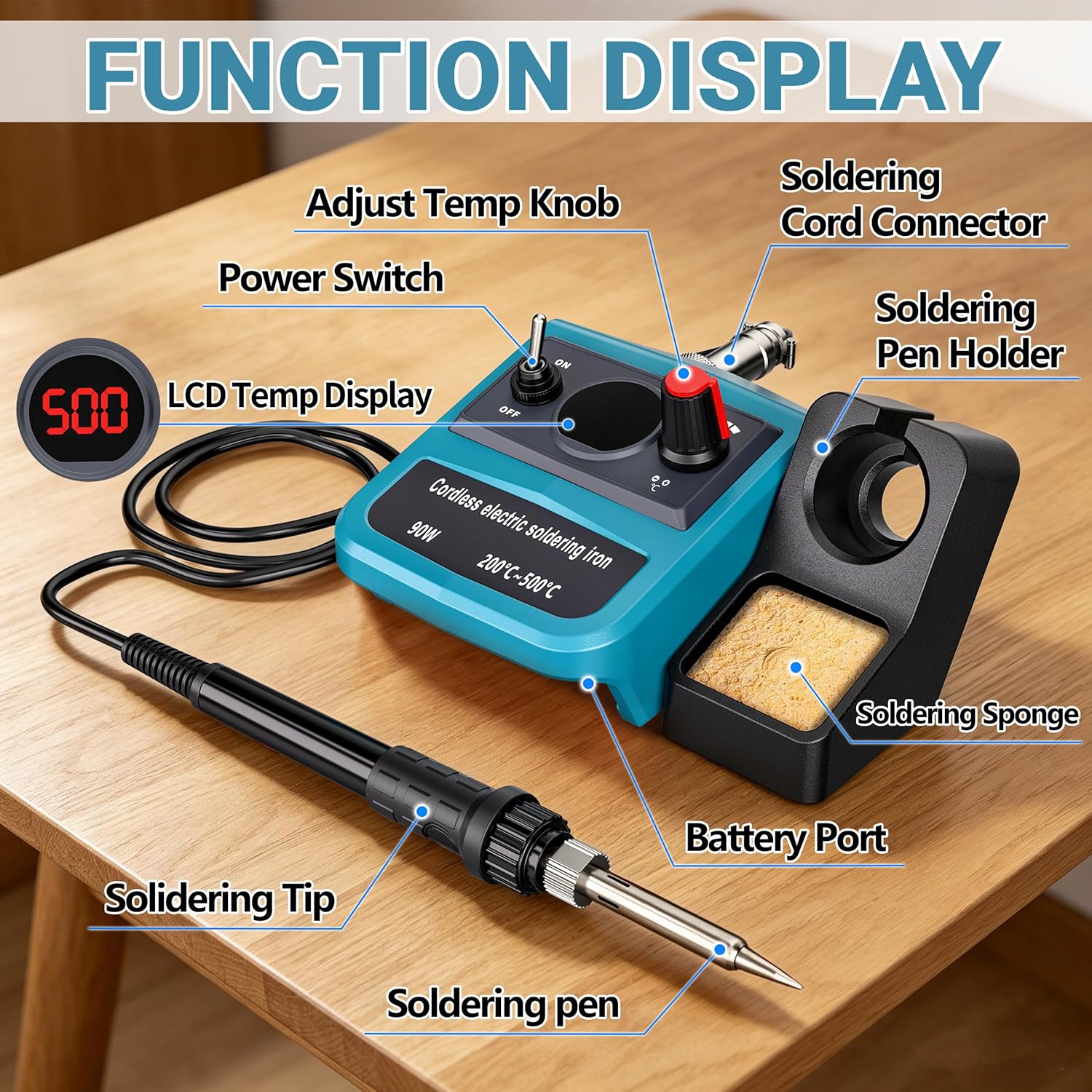 90W LED Digital Cordless Solde - Electronics Repair Kit ulasan dan harga