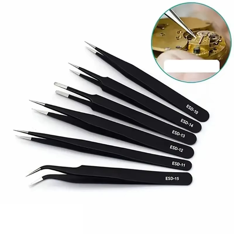 6pcs Precision Long Tweezers S - Electronics Repair Kit ulasan dan harga